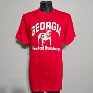 Vintage Georgia Bulldogs T Shirt XL NOS 80s how bout them dawgs Uga College Tee